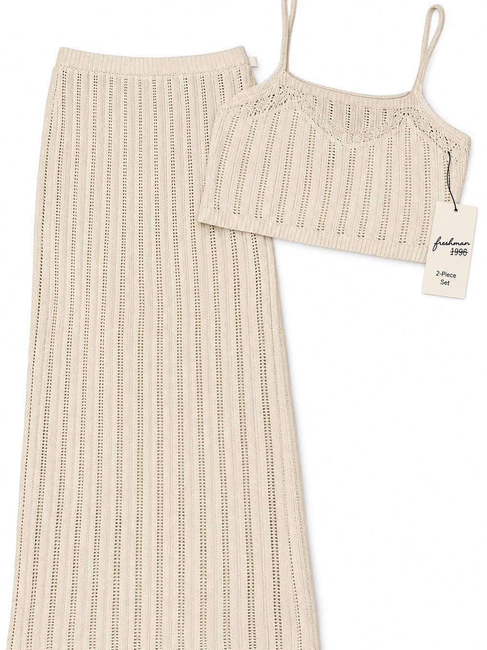 Freshman Neutral Knit Bandeau & Maxi Skirt Set